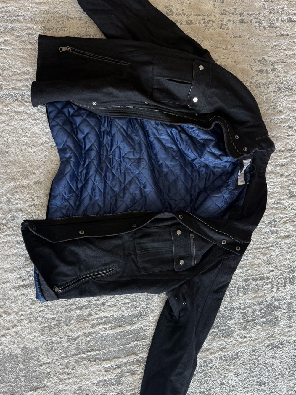 Marc New York Black Jacket with Navy Quilted Lining